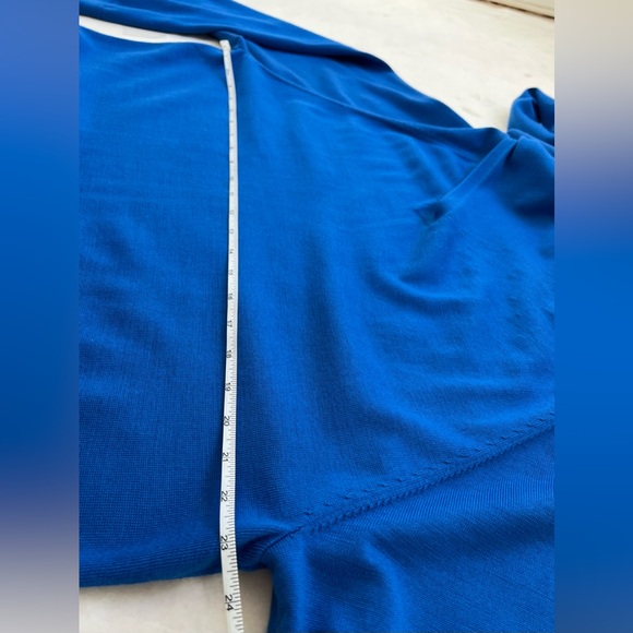 Cos Blue 100% Wool Knit Maxi Sweater Dress Scarf Neck M Quiet Luxury Minimalist - Picture 8 of 10